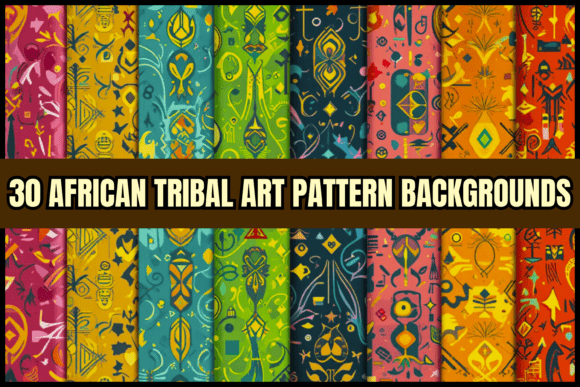 30 African Tribal Patterns Backgrounds Graphics