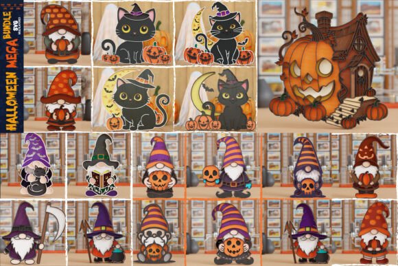 3D Halloween Mega SVG LaserCut Papercut Graphics and Crafts