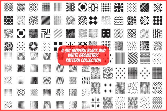 4 Set Modern Geometric Patterns Graphics Review