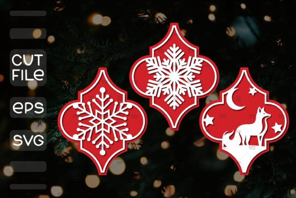 Arabesque Christmas Ornament SVG 4.3x3.6 Graphics & Crafts