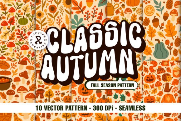 Classic Autumn Graphics and Patterns for Editorial Design