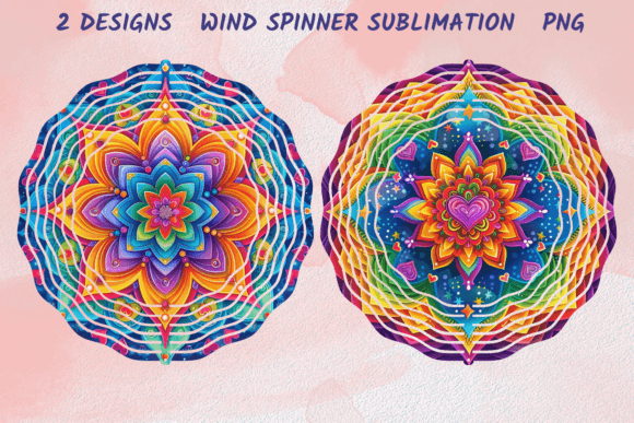 Colorful Mandala Wind Spinner Graphics for Crafts and Content