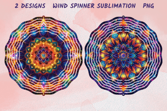Colorful Mandala Wind Spinner PNG Graphics for Crafts