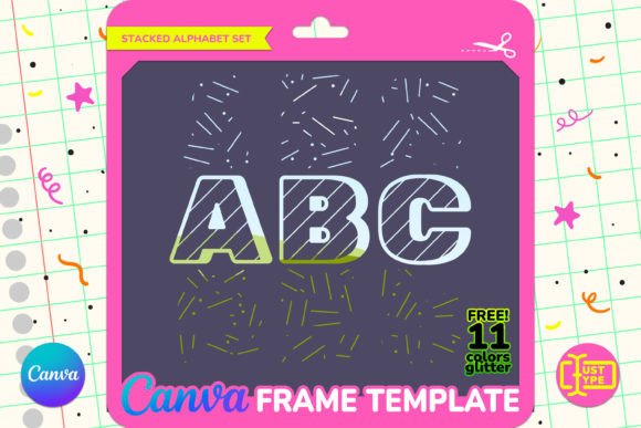Confetti Pattern Stacked Alphabet Canva Graphics Review
