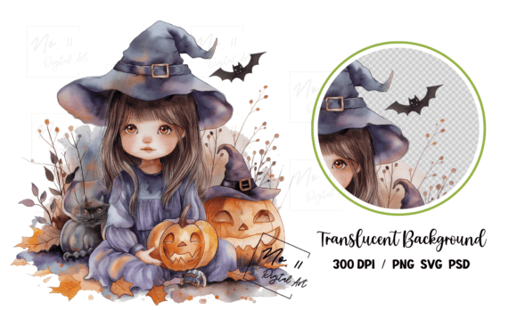Cute Witch Halloween Clipart: Graphics & Illustrations