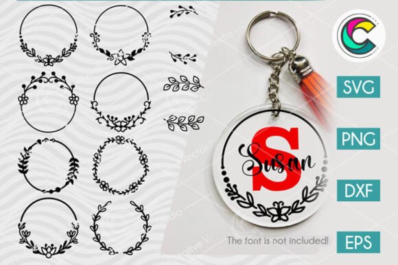 Floral Round Keychain SVG Patterns: Graphics for Editorial Use