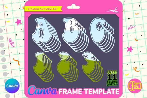Funky Seventies Stacked Canva Frame Graphics for Crafters