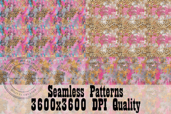 Grunge Cheetah Seamless Patterns: Graphics and Patterns for Digital Sellers
