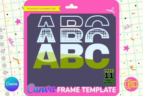 Halftone Stacked Alphabet Canva Frame Graphics Review