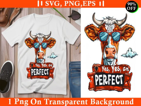 I Am Perfect, Funny Cow Graphics for T-Shirt Designs