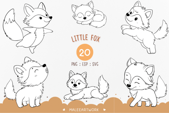 Little Fox Clipart, Cute Baby Fox Graphics and Illustrations