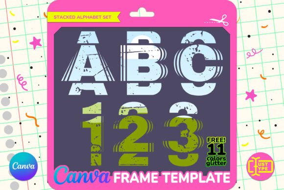 Punk Stacked Alphabet Canva Frame: Edgy Graphics for Sellers