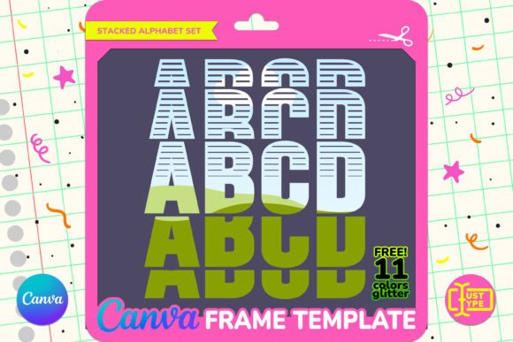 Race Stacked Alphabet Canva Frame for Modern Graphics