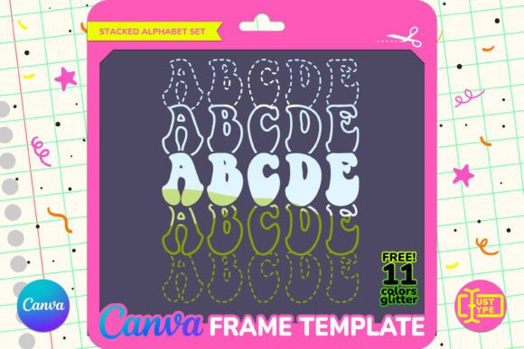 Retro Funky Stacked Canva Frame Template Graphics