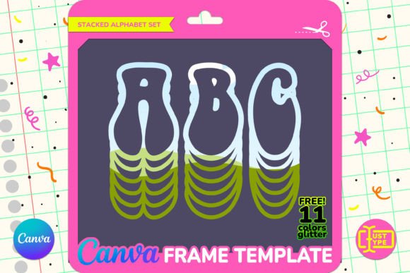 Retro Wavy Stacked Canva Frame Template Graphics Review