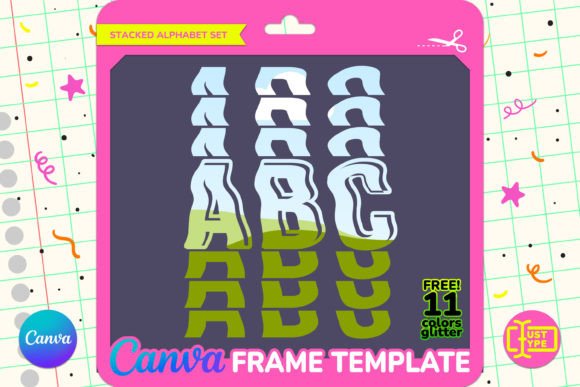 Shaky Stacked Alphabet Canva Frame for Modern Graphics