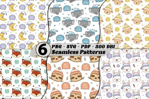 Sleepy Animals Nursery Seamless Patterns Graphics and Patterns Review