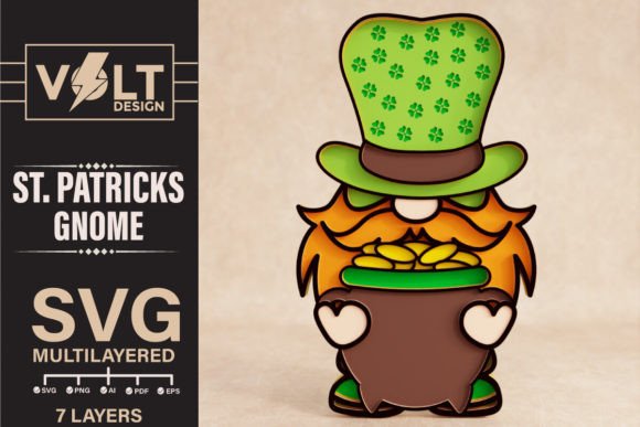 St Patricks Gnome SVG for Laser Cutting Wall Decor