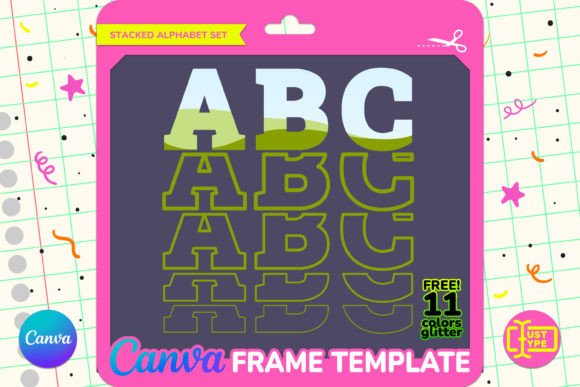 Varsity Stacked Alphabet Canva Frame Graphics for Makers