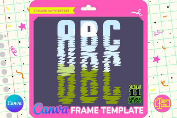 Water Stacked Alphabet Canva Frame for Modern Graphics