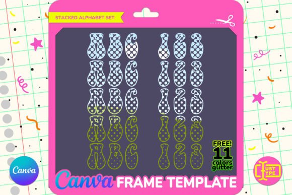 Wavy Groovy Stacked Canva Frame Template for Graphics