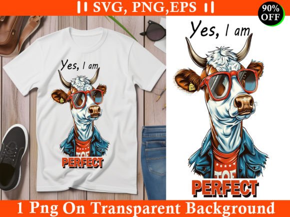 Yes I Am Perfect, Funny Cow Graphics & T-Shirt Designs